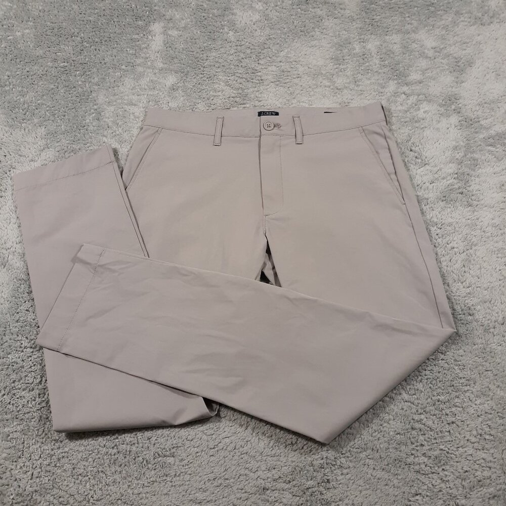 J.CREW Flex Chino Pants Mens Waist 31 Inseam 32 Slim Gray Lightweight Polyester